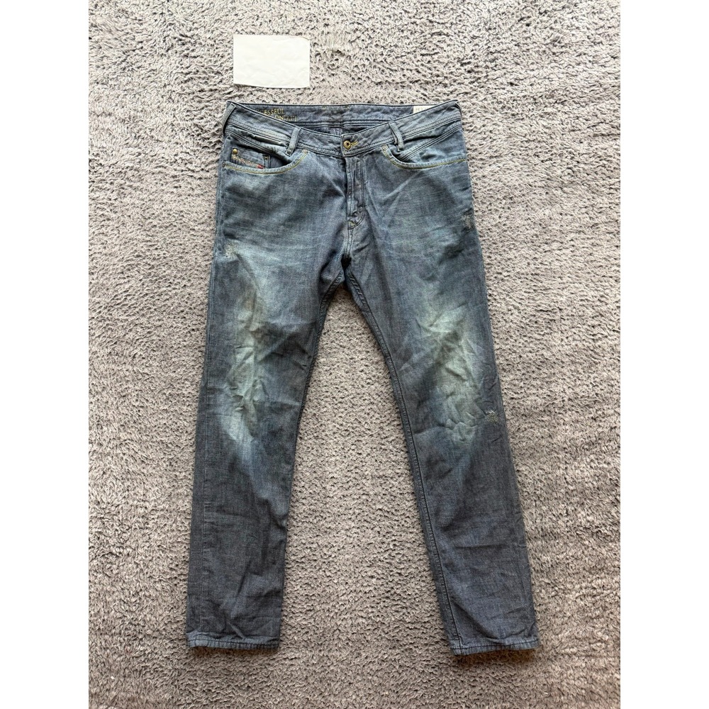 Diesel Iakop Regular Slim-Tapered Button-Fly Denim Jeans Blue Mens Size 34 x 34